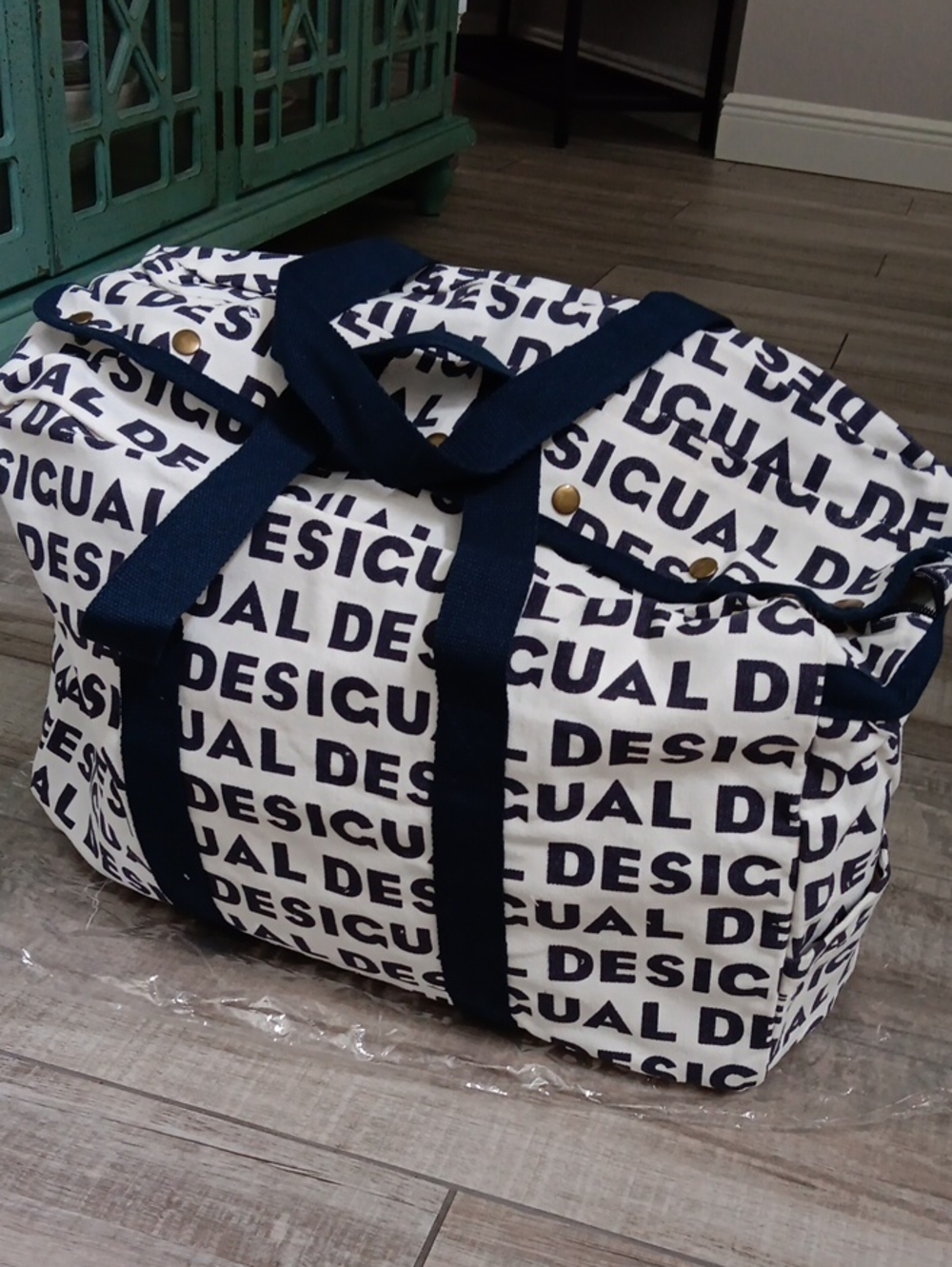 Desigual Navy & Natural Logo Canvas Weekend Bag NEW!!
